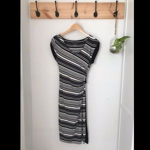 MIDI maternity dress Black and white stripes